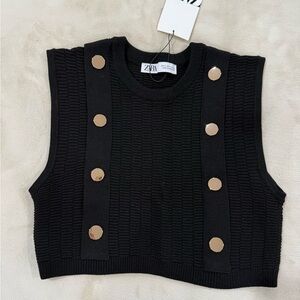 Zara Black vest with Gold Buttons